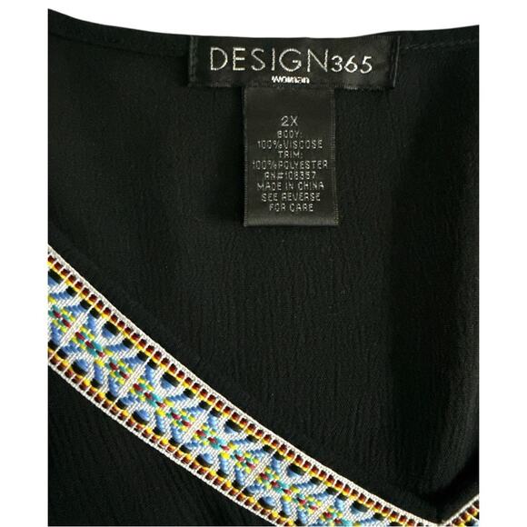 Women’s Design 365 Black Short Sleeve Poncho Tunic 2X - Picture 3 of 7